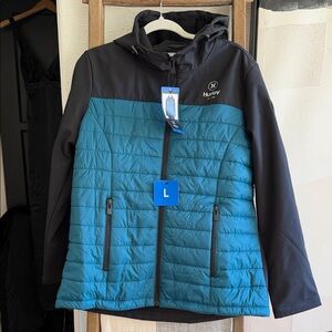 Hurley Black and Teal Hooded Jacket
